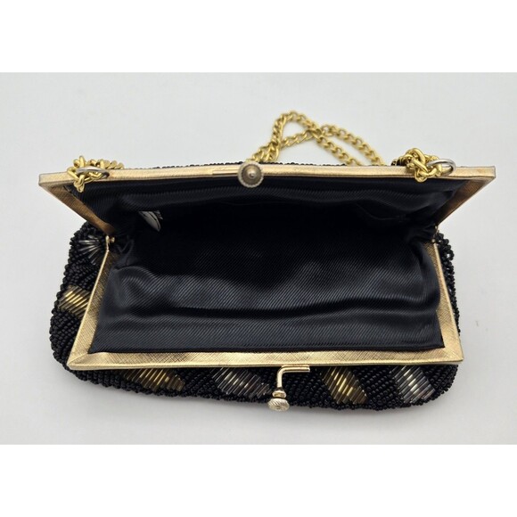 Vintage La Regale Beaded Clutch Purse Gold Silver Bronze Evening Bag Hong Kong - Picture 6 of 7